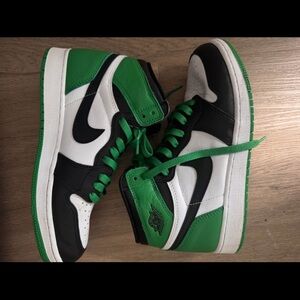 Nike Green Black White Jordan 1 Mid Basketball Sneakers